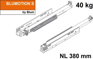 MOVENTO mit BLUMOTION S, Vollauszug für Holzschubkasten, 40 kg, NL=380mm, ohne Kupplungen, für TIP-ON-Blumotion, 760H3800S